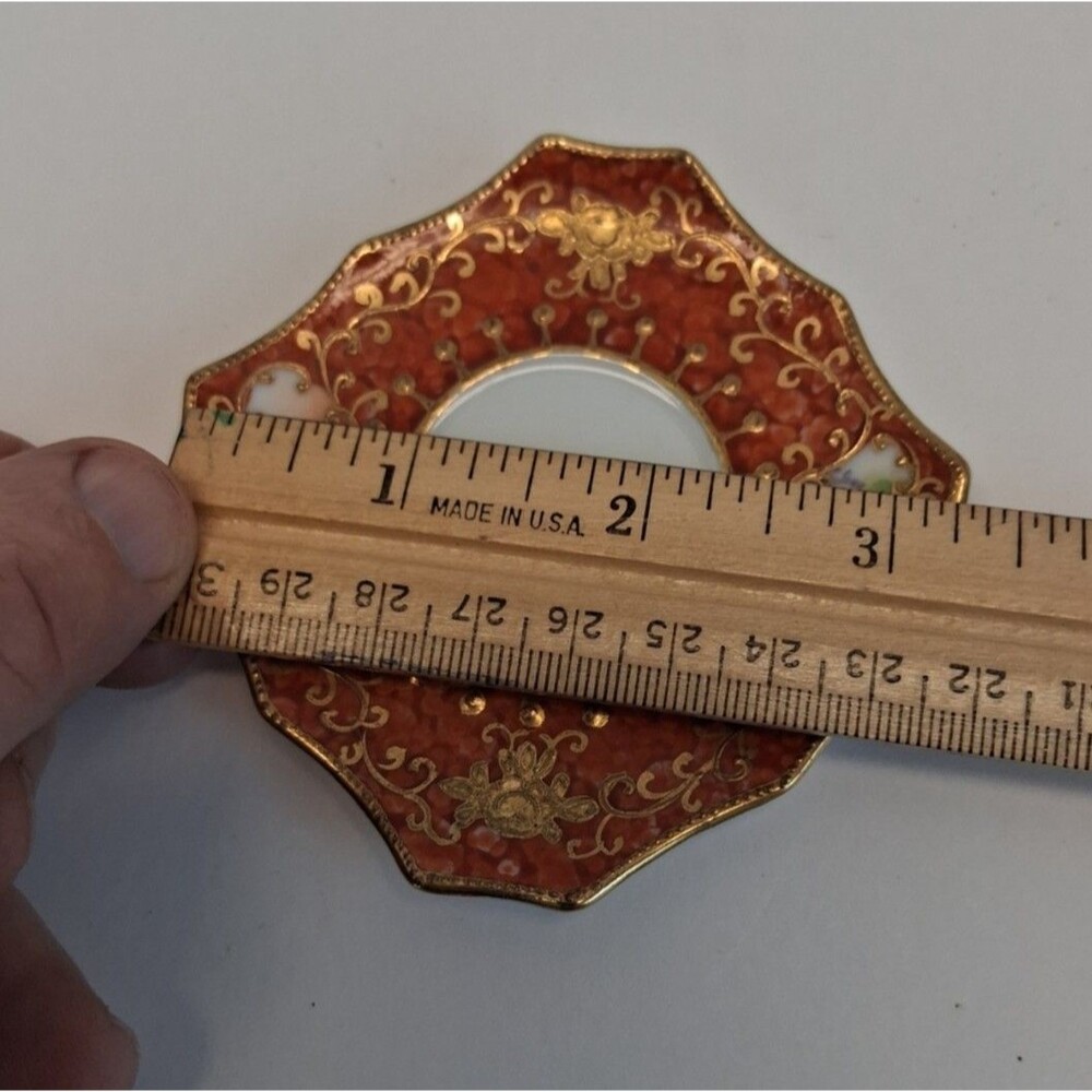 VTG  Japan Hand Painted Miniature Cup Saucer Red Gold Floral Porcelain 1920s-30s - Picture 10 of 12